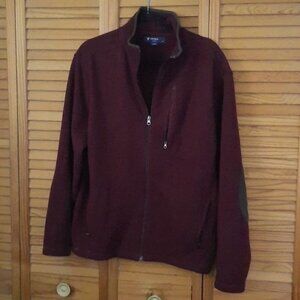 Daniel Cremieux Classics Maroon Elbow Patched Sleeves Zipup Fleece Jacket SizeL